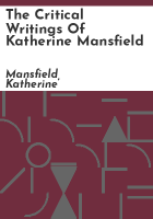 The_critical_writings_of_Katherine_Mansfield